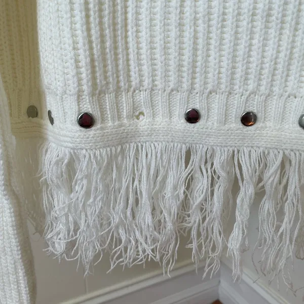 Lulus Freethinker Cream Fringe Cropped Sweater - Image 6