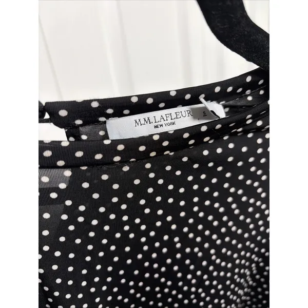 M.M.LaFleur Polka Dot Long Sleeve‎ Top Womens Size S Black White Juliana Dress - Image 4
