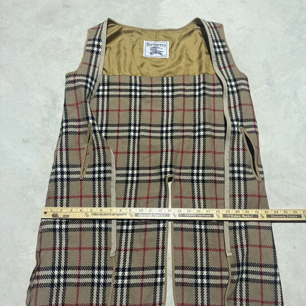VTG BURBERRYS' 100% Wool Nova Check Plaid Liner Vest Gilet Unisex Insert - Image 4