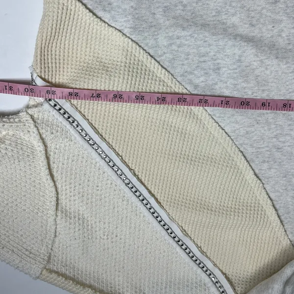 POL Cowl Neck Pullover Cream Gray Oversized Bling Size Small - Image 9