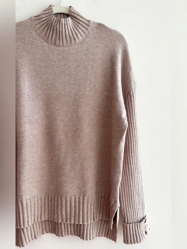 Amazon Women’s Matching Mockneck Sweater and Wide Leg Pants Set, Blush, Medium - Image 4