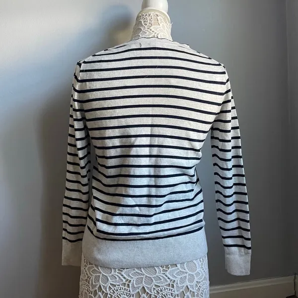 Banana Republic‎ Nautical Striped Crewneck Frilly Sweater sz Small Petite - Image 3