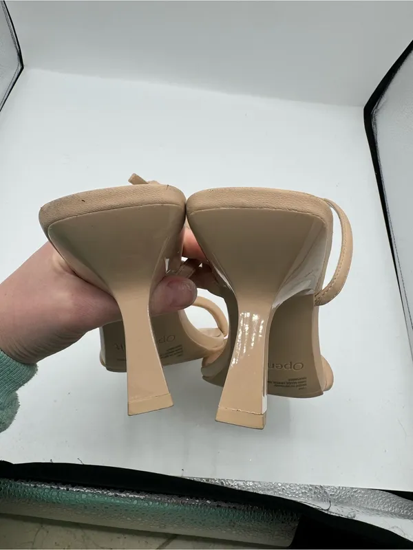 Open Edit Taytum Heel Sandals Womens 10 Nude Fair Ankle Strap Square Toe Minimal - Image 5