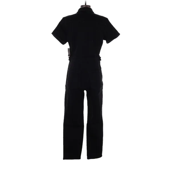 GOOD AMERICAN Solid Black Long Denim Jumpsuit - 4 (Extra Large) - Image 2