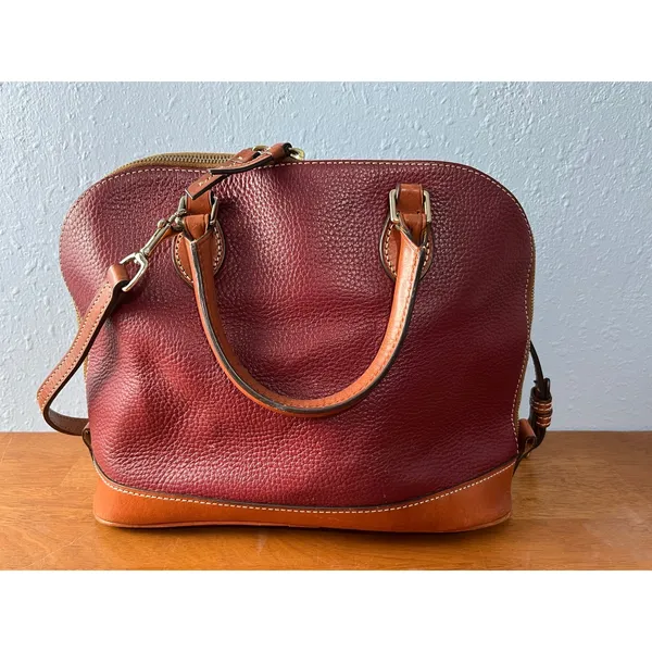 Dooney & Bourke Burgundy Two Tone Leather Zip Zip Satchel - Image 3