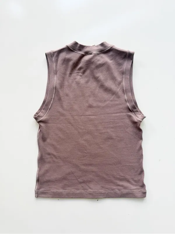 NWT Skims Stretch Cotton Jersey Mock Neck Tank In Umber Size Medium - Image 4