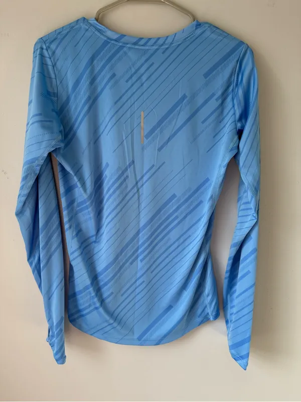 Nike Dri Fit Blue Long Sleeve Athletic Running Top Workout Top Pattern Size M - Image 7