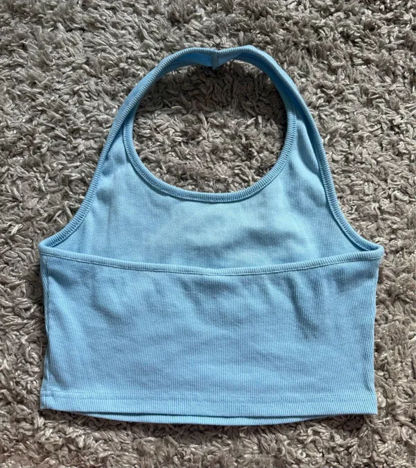 Pale Blue Halter Neck Top Size M - Image 2
