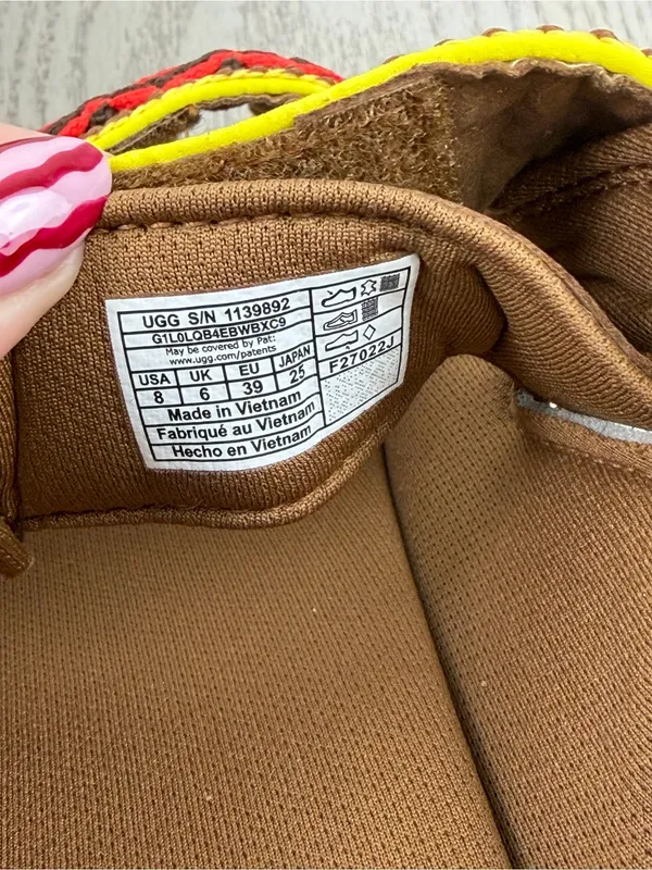 UGG Women's Goldenstar Heritage Braid Embroidered Suede Sandal US8 Chestnut $140 - Image 5