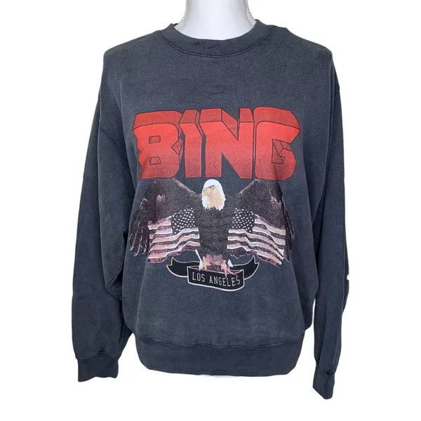 Anine Bing Vintage Bing Eagle Graphic Sweatshirt Black S NWT - Image 2