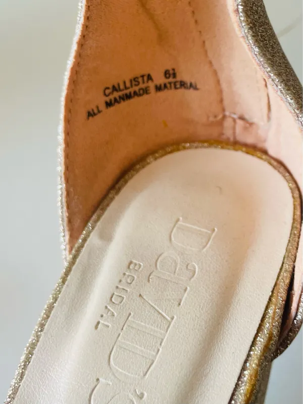 David's Bridal Callista Gold Glitter Block Heel Sandals Strappy Wedding Prom 6.5 - Image 6