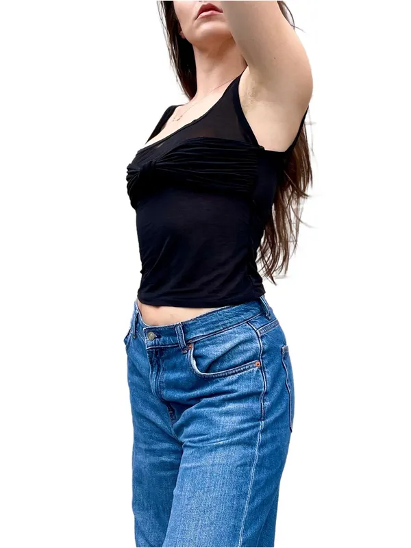 Revolve Lovers + Friends Black Sheer Knit Tank Going Out Top Small - Image 3
