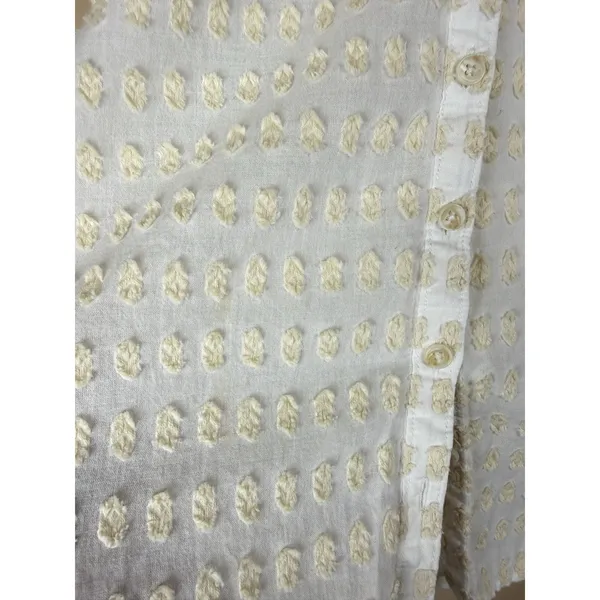 Anthropologie Pilcro Tavi Textured Blouse S Button Down Ivory Boho - Image 4
