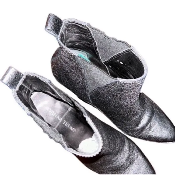 Ivanka Trump Pewter Leather Ankle Boots Size 6.5M) - Image 5