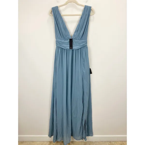 Lulus Heavenly Hues Light Blue Maxi Dress Chiffon Bridesmaid Formal Small NWT - Image 5