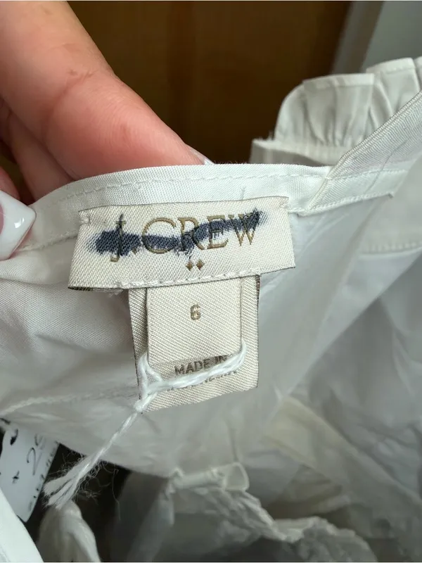 J.Crew Women’s 100% Linen White Ruffle Trim Apron Mini Dress. Size: 6 - Image 3