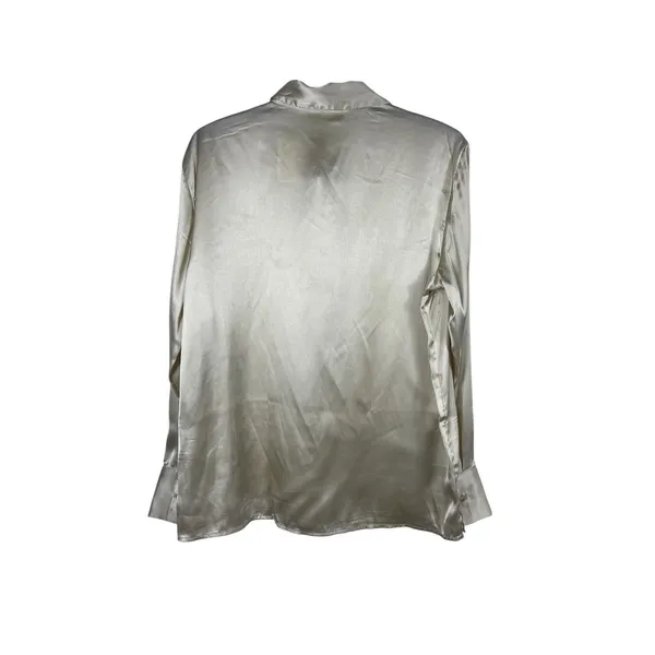 Abercrombie & Fitch Women’s Satin Button Up Top M Champagne Ivory Office NWT - Image 4