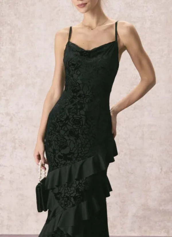 RIHOAS The Black V-Neck Ruffle Tiered Maxi Dress - Image 5