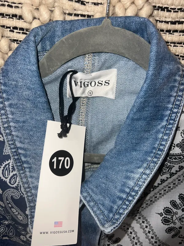 Anthropologie Faria Patchwork Denim Trucker Jacket - Image 8