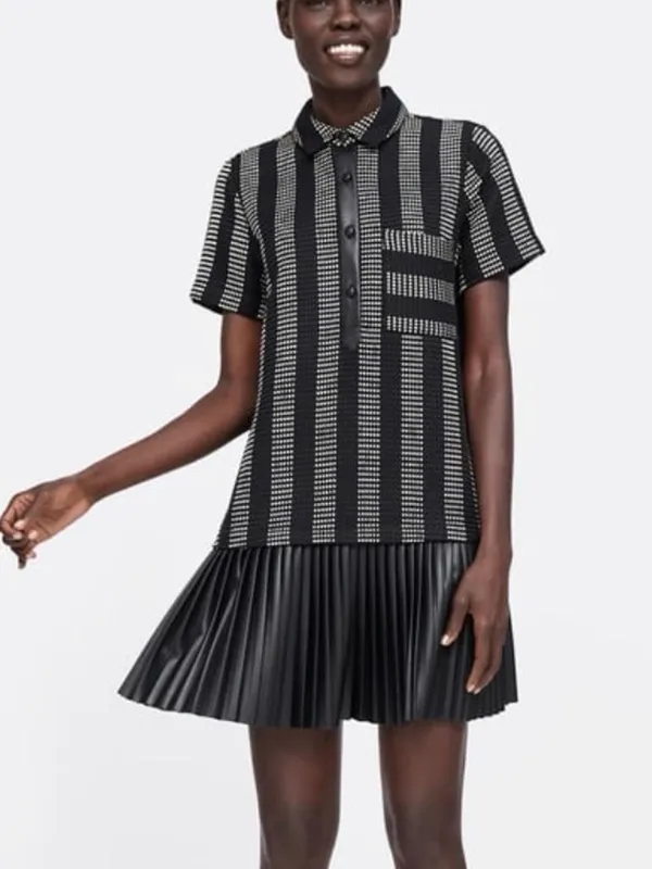 Zara Black Pleated Mini Dress - Shiny A-Line - Image 8