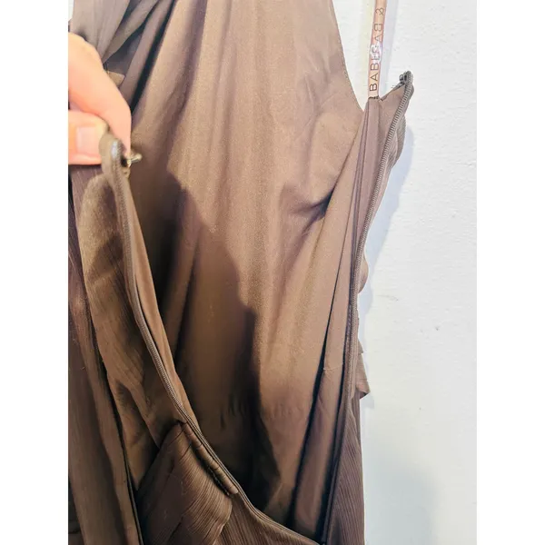 SACHIN & BABI Brown Sleeveless Tie Neck Banded Waist Kayla A-Line Gown Size 0 - Image 10