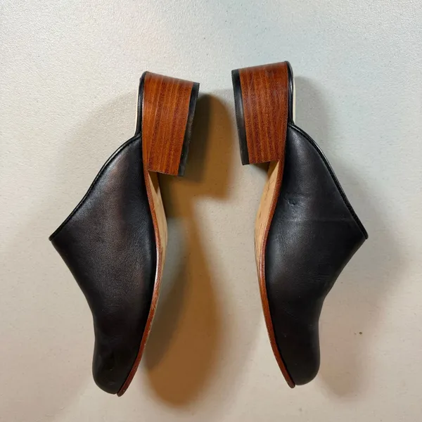 Nisolo Mariella Mule Womens 7 Smooth Black Leather Classic Round Toe Block Heel - Image 5