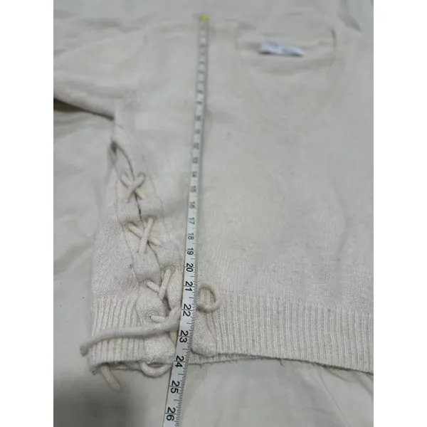 IRO Side Lace-Up V-Neck Alpaca Blend Sweater Sz:XS Cream White MYLO - Image 4