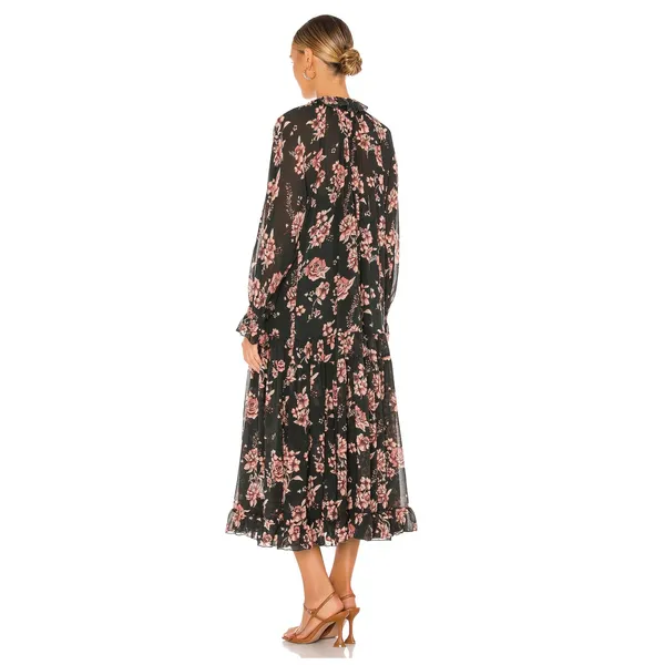 NEW FREE PEOPLE Feeling Groovy Floral-print Chiffon Maxi Dress Size Large - Image 7