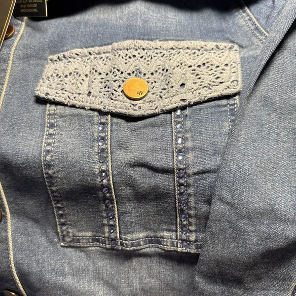 DG2 by Diane‎ Gilman Women's Stretch Denim Embroidered Jacket Indigo 2xl - Image 2