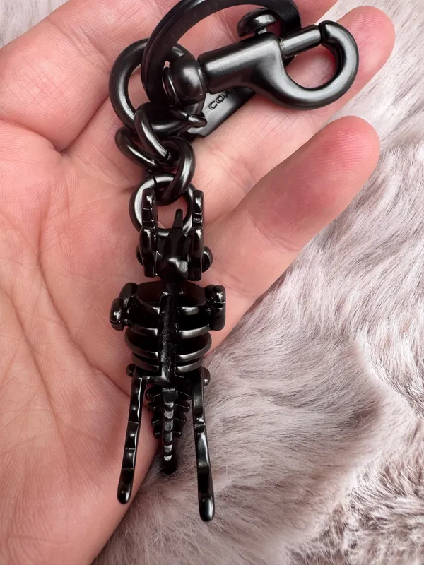 Coach Metal Small Rexy T-Rex Skeleton Puzzle Bag Charm Keychain Gunmetal Rexy - Image 3