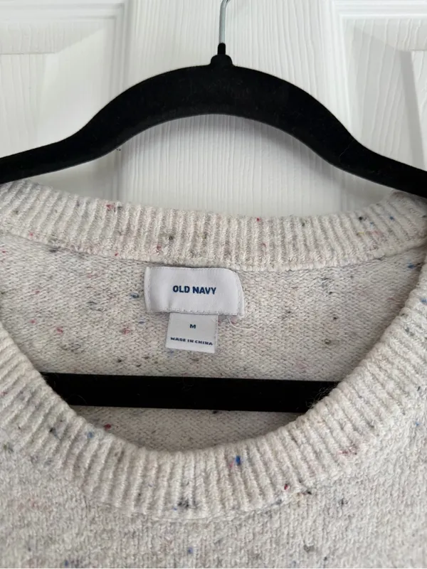 Old Navy Oatmeal Colored Crew Neck Sweater Size Medium - Image 2