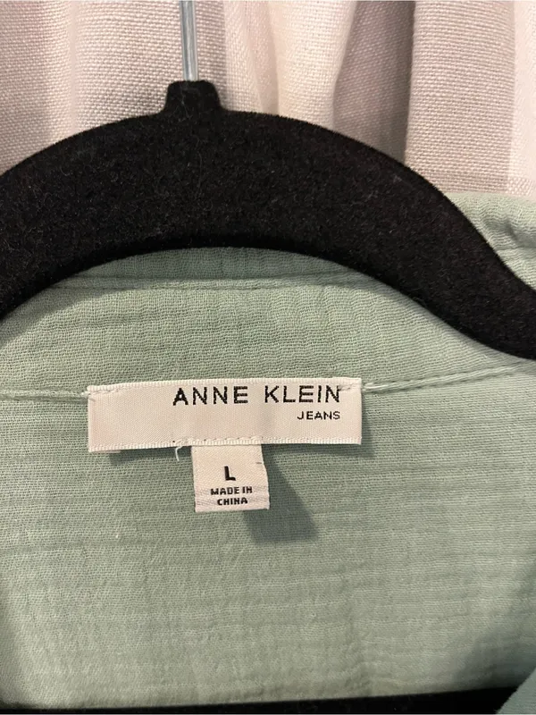 Anne Klein Light Sage Green Gauze Button-Down Shirt - Image 3