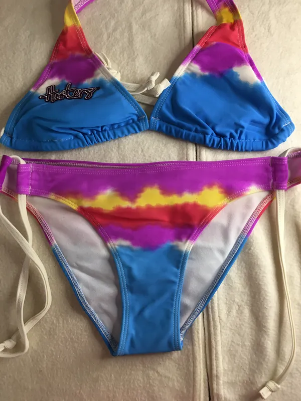 Hooters Bin 41 #5 New Girl Rare Vintage 2Pc Tye Dye Bikini Size Small - Image 2