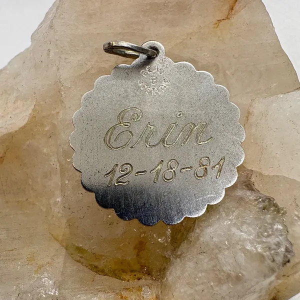 Vintage Beau Sterling Silver Girl Silhouette Charm Pendant Engraved Erin 1981 - Image 3