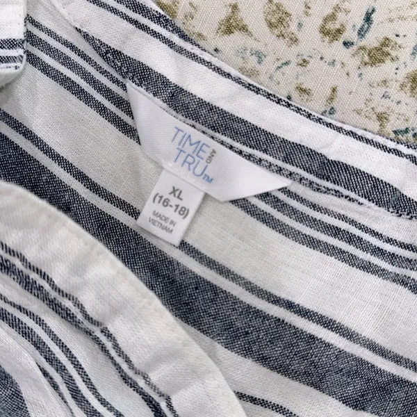 Time and Tru Striped Blue and White Dress size XLarge linen rayon fabric blend - Image 4