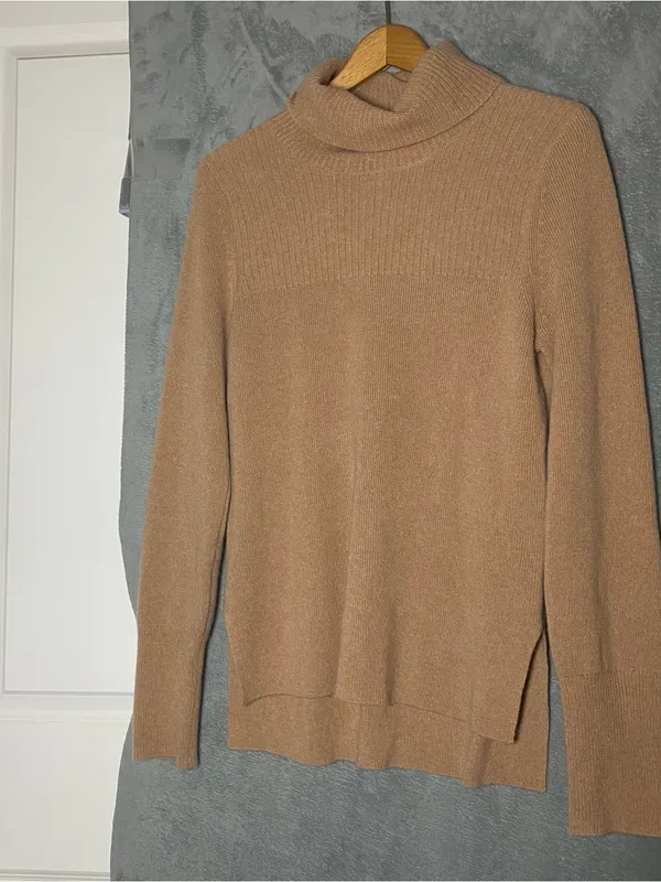 Women’s Camel Turtleneck Sweater Classic Cozy Knit Cashmere Fall Capsule Minimal - Image 2