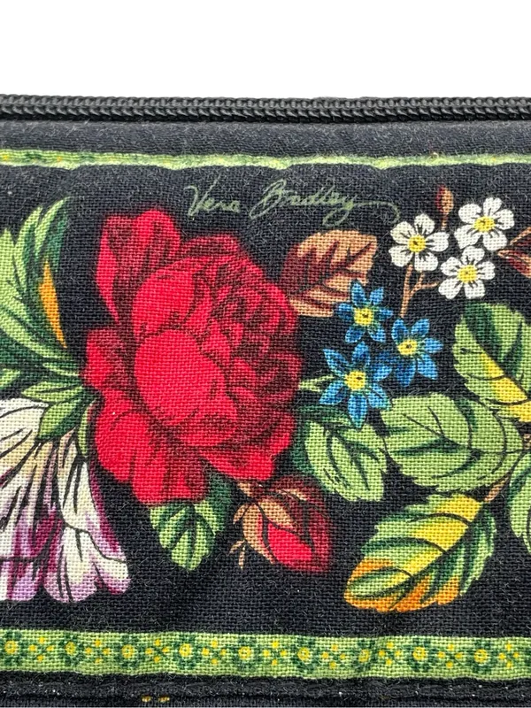 Vera Bradley Betsy Bag Vibrant Black Retired Quilted Floral Zip Top Tote Bag VTG - Image 2
