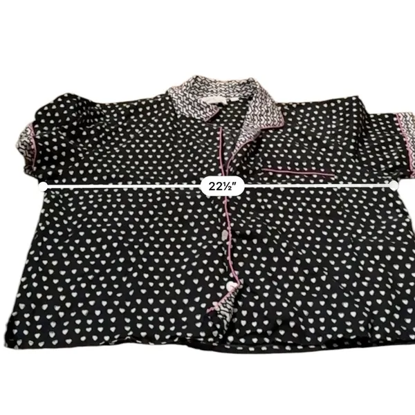 Lele Sadoughi x Roller Rabbit Black, White & Pink Heart Print Pajama‎ Set Sz L - Image 7