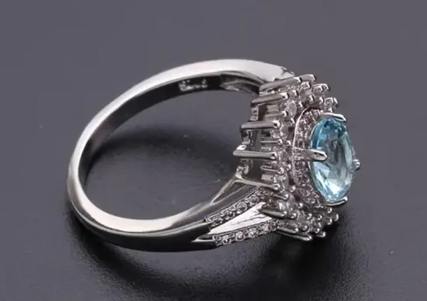 Absolutely Stainless Steel Gorgeous Silver and Blue Ring Size 7 - Image 3