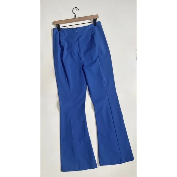 NWT! FREE PEOPLE Real Deal Split Flare Pants Blue High Rise Waist Stretch Medium - Image 7