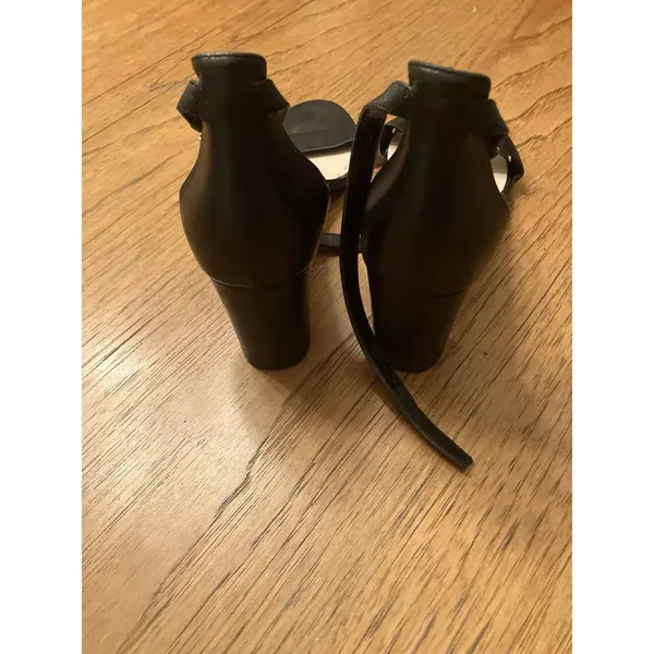 Nine West Pruce Black Leather Open Toe Block Heel Ankle Strap Buckle 10.5 - Image 5