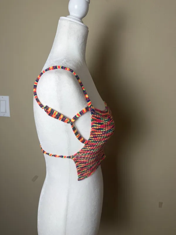 Edikted Rainbow Color Backless Halter Tank Top Size Small - Image 4