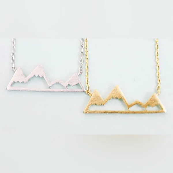 White‎ Gold Plated Mountain Bar Pendant Necklace, 16-18” - Image 7
