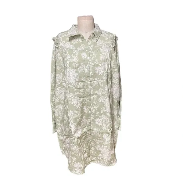 Roller Rabbit‎ Caxias Darya Dress Sage Green White Floral Size Large - Image 3
