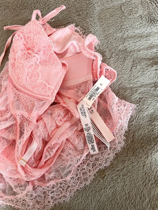 Victoria's Secret babydoll pink dream angels lace top - Image 3