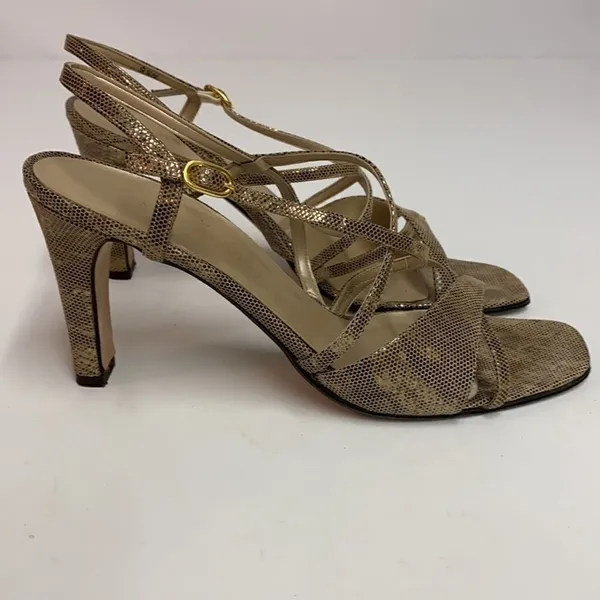 Sesto Meucci Size‎ 8 Gold Metallic leather Heels size 9.5N A10 - Image 7