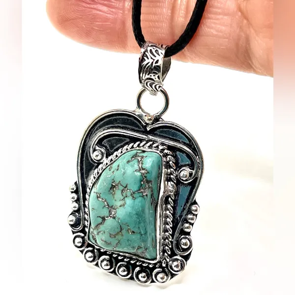 Blister Stabilized Turquoise Pendant 2” Blue - Image 15