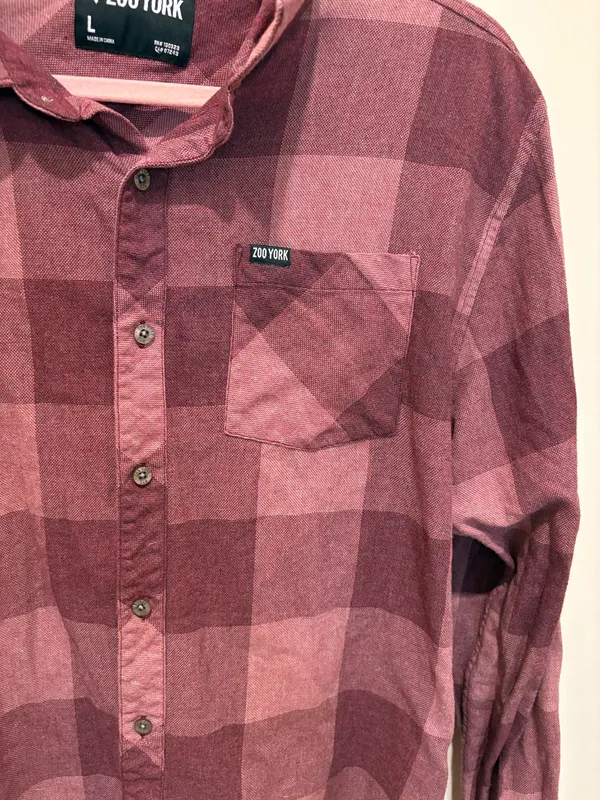 Zoo York Burgundy plaid button up shirt - Image 2