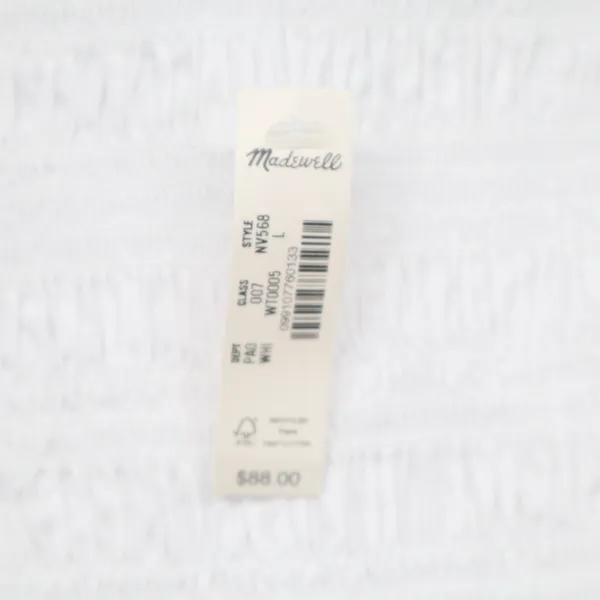 Madewell Poplin Cropped Top Womens L White Cotton Smocked Wide Strap Square Neck - Image 4