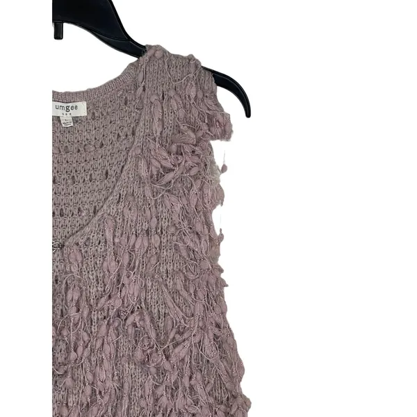 Umgee Women's‎ Cardigan Wrap Shaggy Open Front Fringe Vest Sleeveless Grey Large - Image 3